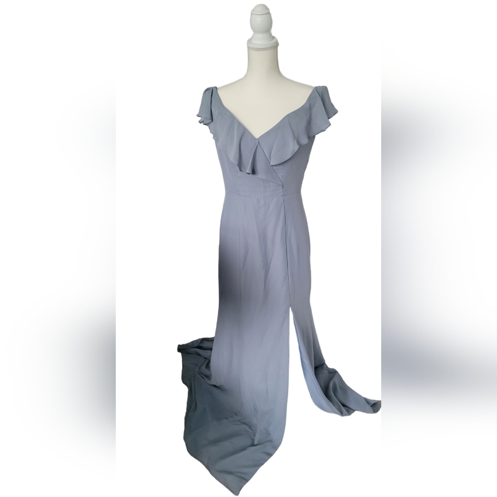 😁Beautiful Blue Prom Dress, Bridesmaids Dress Sheath/Column Off the shoul… - Picture 4 of 8